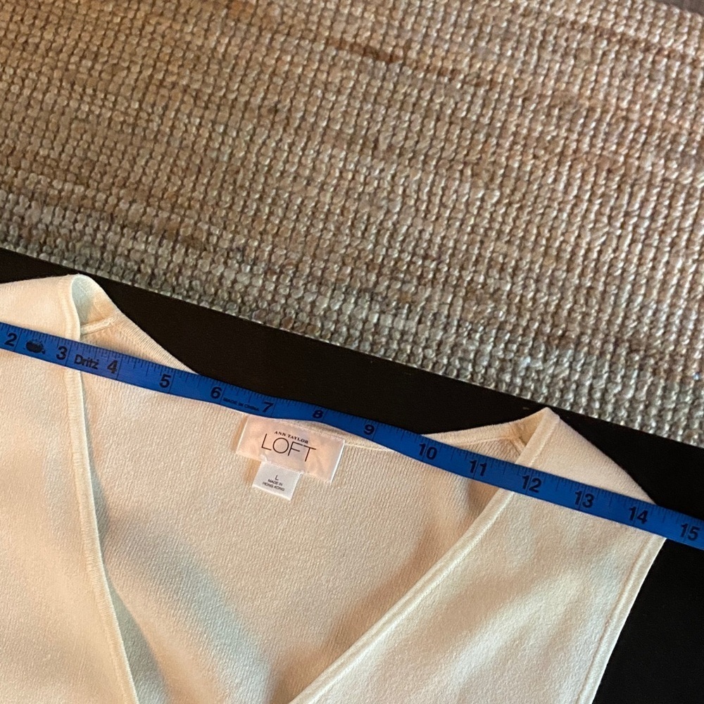 LOFT Cream Sleeveless Wrap Tie Blouse - Picture 5 of 7